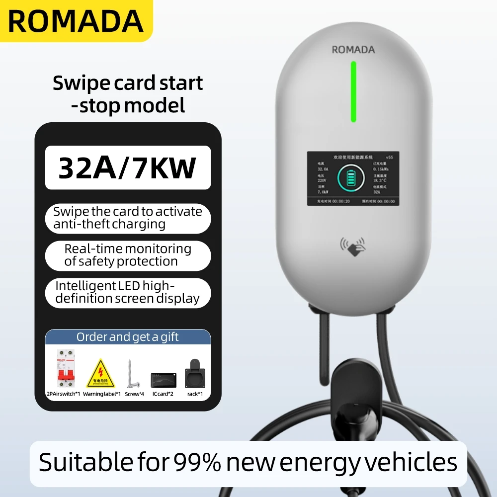 Ev Charger Wallbox - ROMADA EV Charging Station 32A Electric