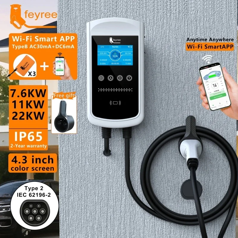 Ev Charger Wallbox - feyree Type2 EV Charger 32A 7.6KW