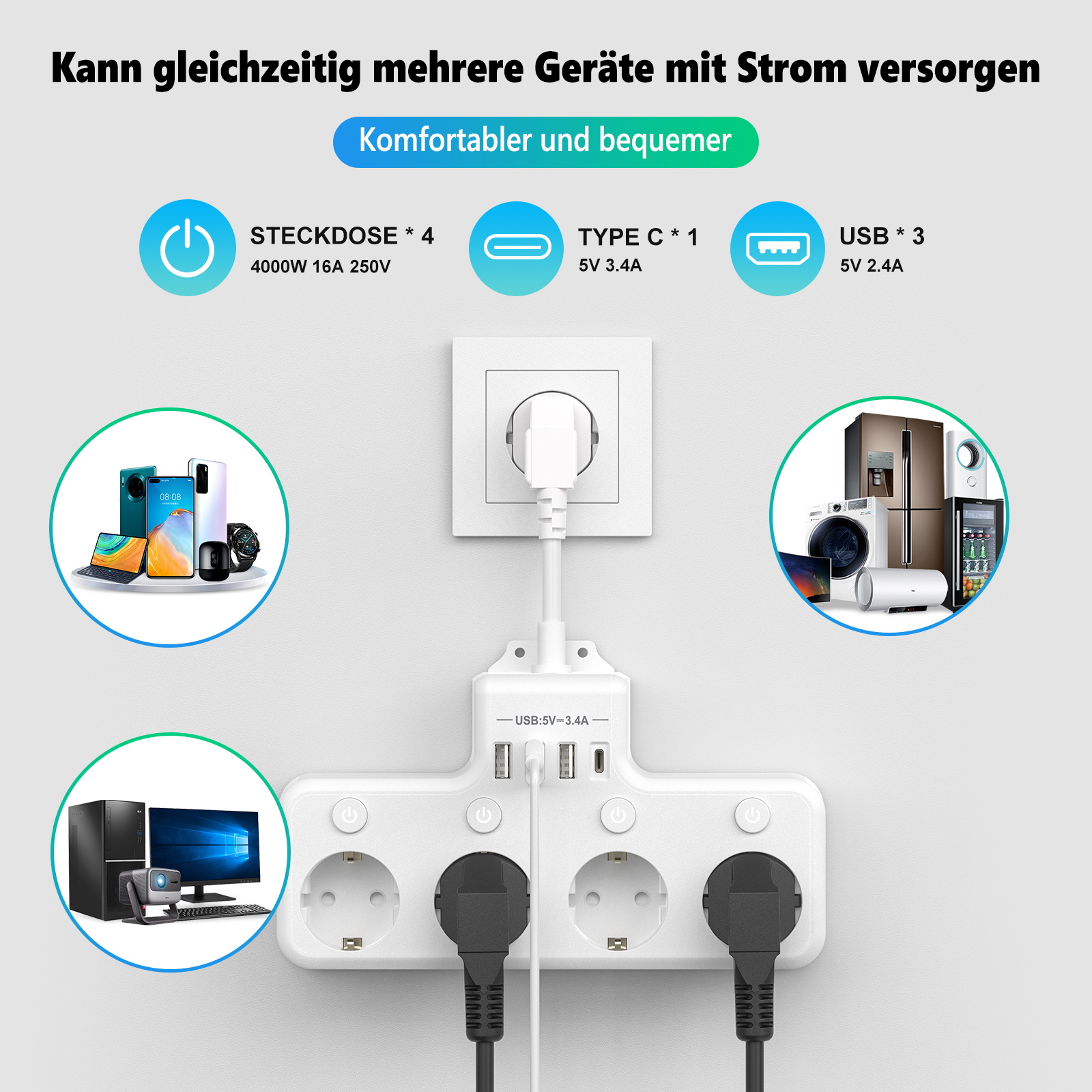 EU Plug Power Strip Multiple S - Ac Surge Protector avis et prix